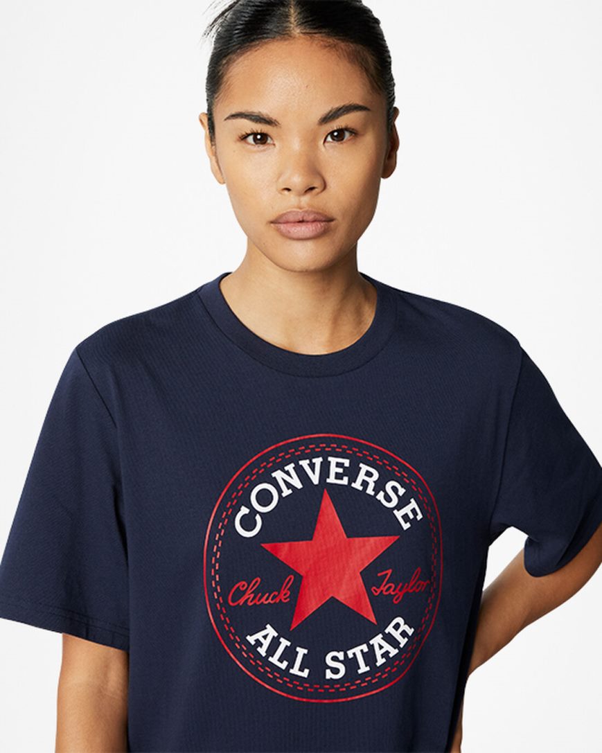 T-Shirts Dama Converse Go-To All Star Patch Standard Fit Obsidienne | RO 13APDC186